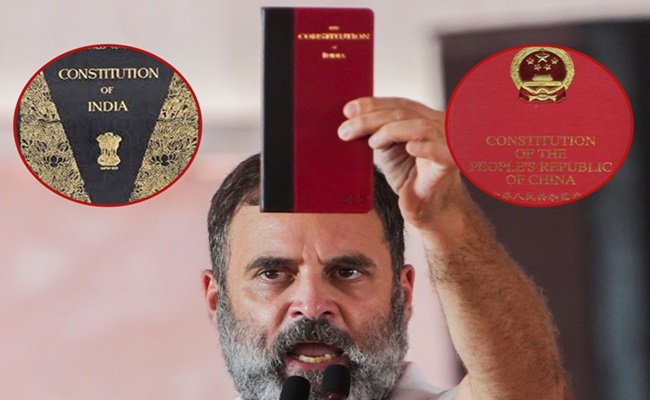 Rahul Gandhi With Chinese Constitution 